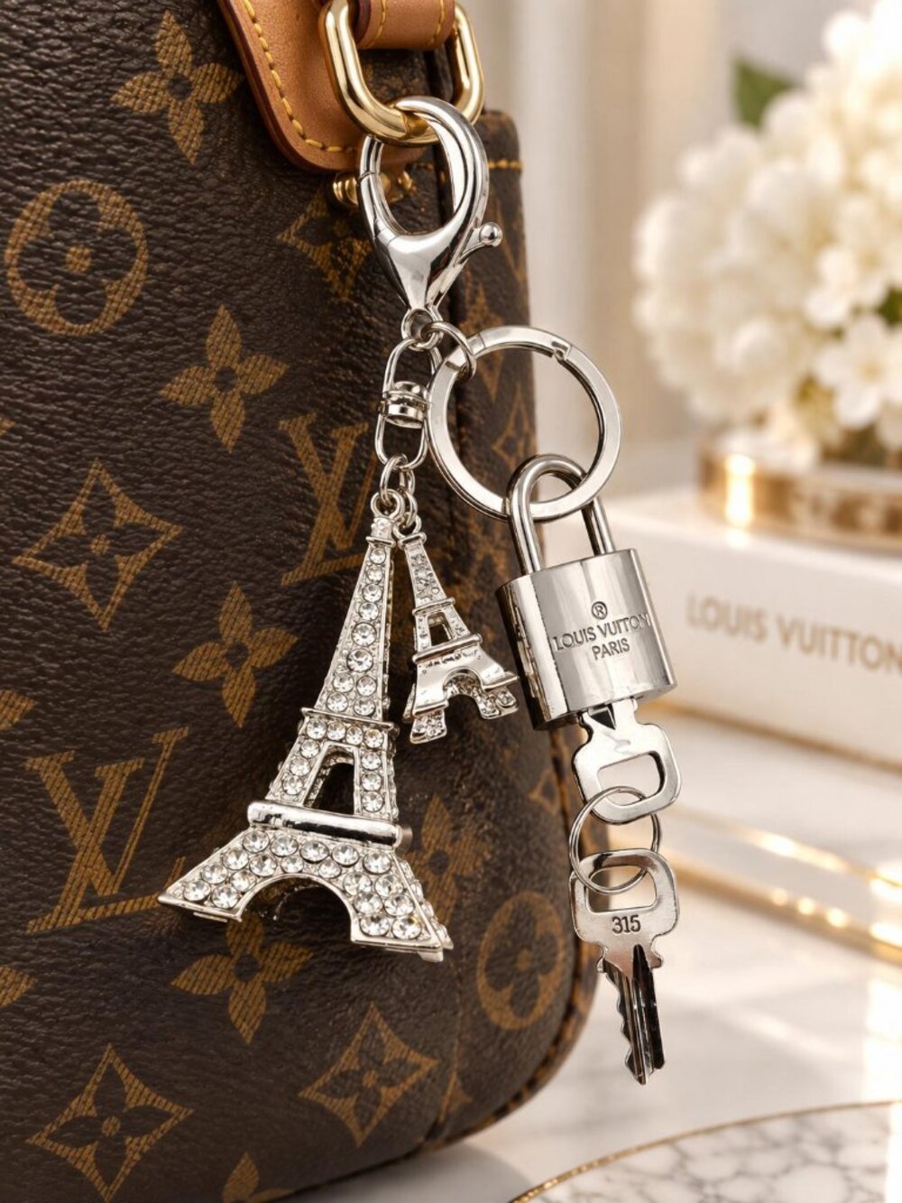 Authentic Louis Vuitton Silver Lock 🔒 Unbranded Eiffel Tower Keychain